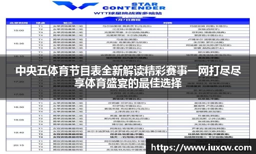 中央五体育节目表全新解读精彩赛事一网打尽尽享体育盛宴的最佳选择